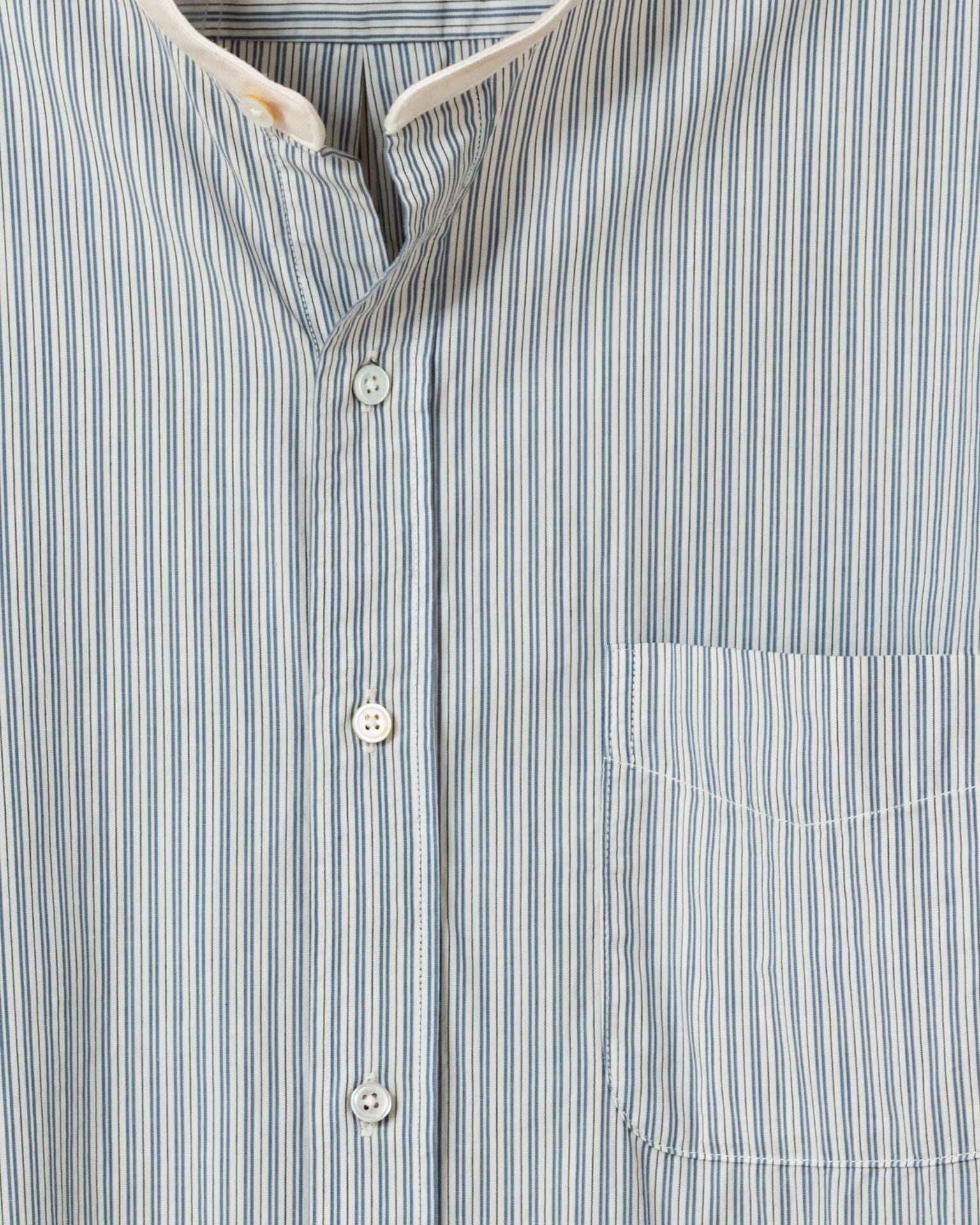 Band Collar Shirt in Antique Double Stripe – Quaker Marine Supply Co.