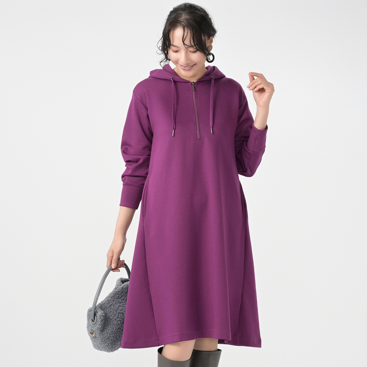 Provador ソフトダンボール ハーフZIPパーカーワンピース 麻布プロバ