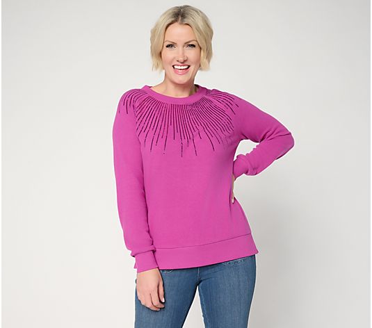 Jingle Belles by Kim Gravel Starburst Sequin Knit Top - QVC.com