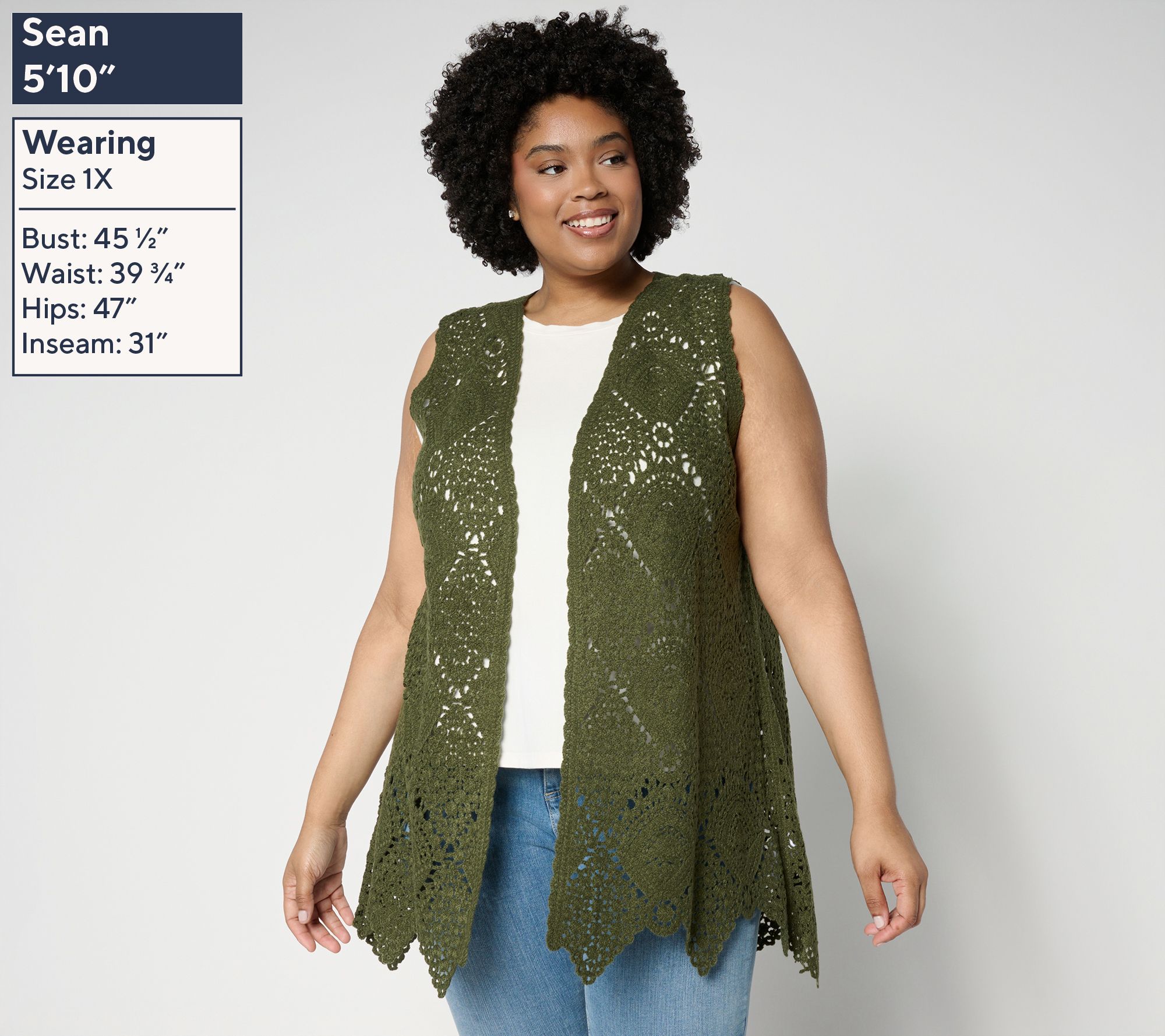 Susan Graver Passport Crochet Vest with Scalloped Hem - QVC.com