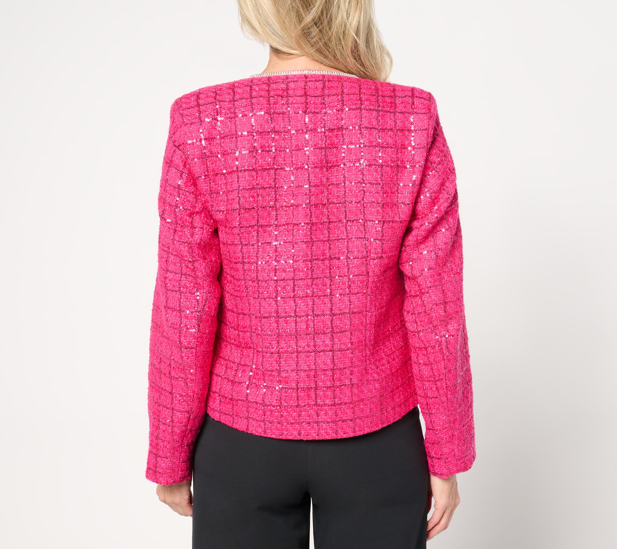 Isaac Mizrahi Live! Always Isaac Plaid Sequin Tweed Jacket - QVC.com