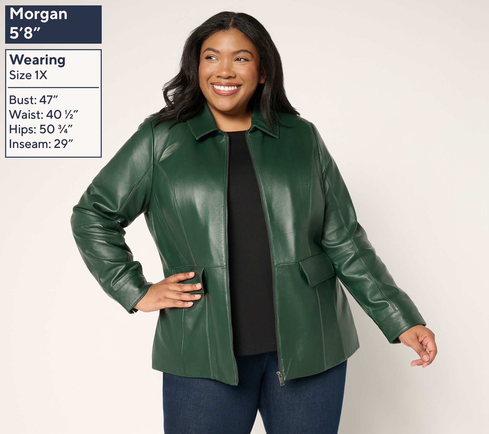 Denim & Co. Regular Lamb Leather Zip Front Jacket - QVC.com