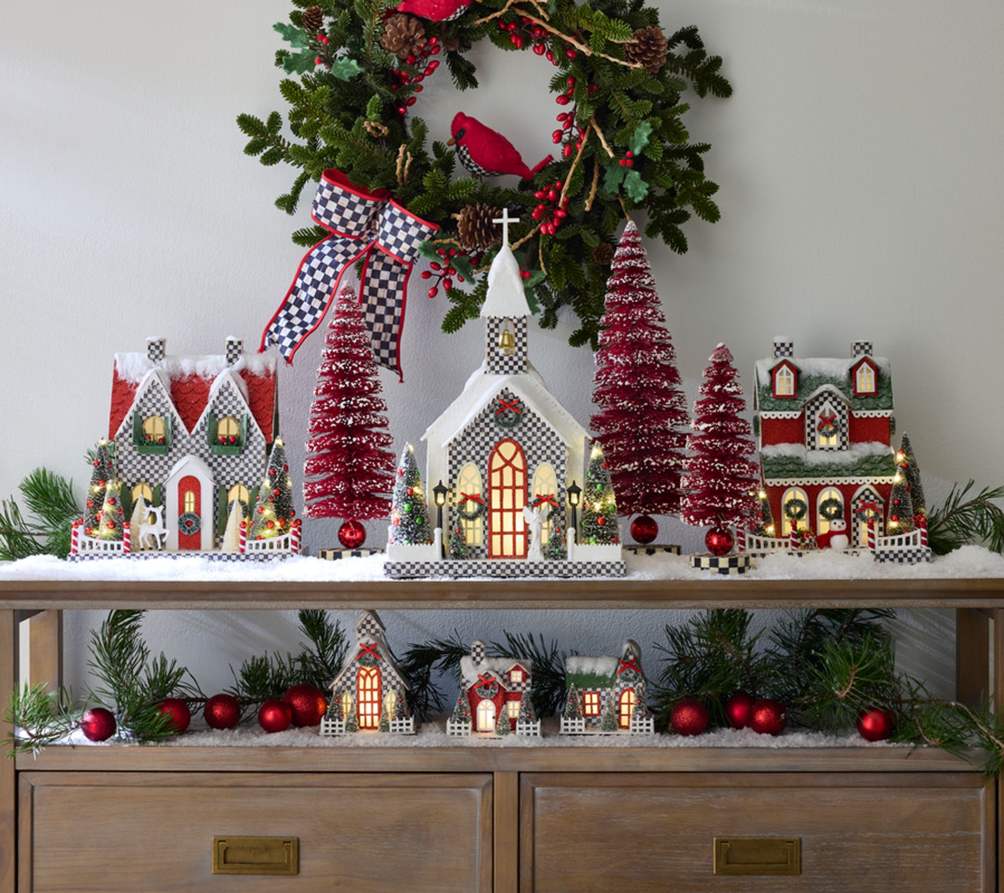 MacKenzie- Childs Set of 3 Illuminated Holiday Houses - QVC.com