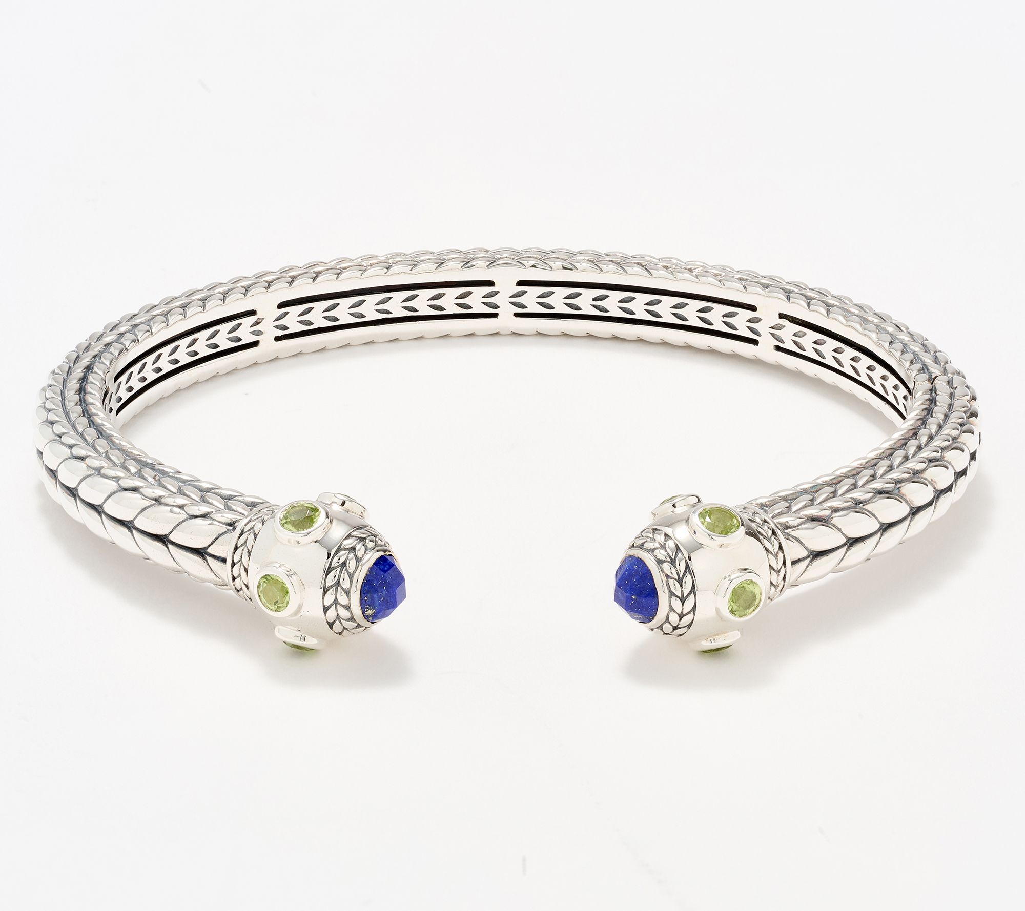 JAI Sterling Silver Multi- Gemstone Basketweave Cuff, 38.7g - QVC.com