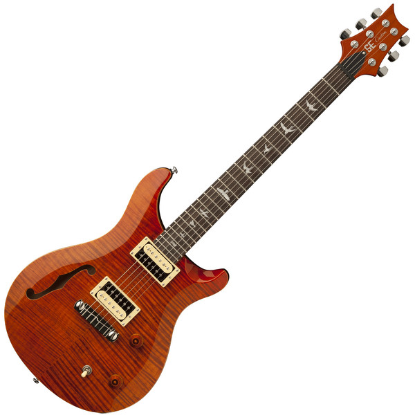 DISC PRS SE Custom 22 Semi Hollow Electric Guitar, Orange at