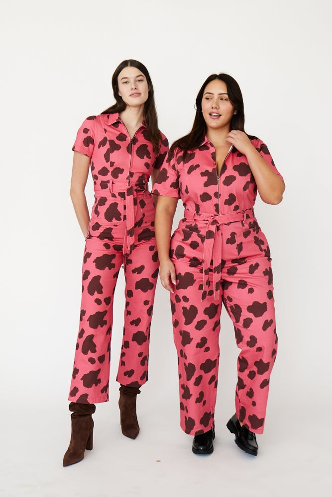Pink Cow Print Jumpsuit - RachelAntonoff.com