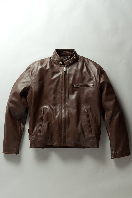 シングルライダースジャケット ブラウン カウレザー、ライダース