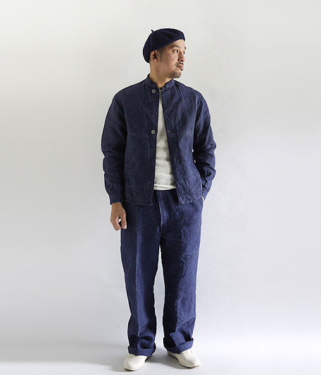 Early20c インディゴリネンフレンチワークジャケット [Dead Stock
