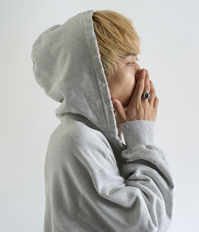 ANCELLM ZIP UP HOODIE [HEATHER WHITE] - Fresh Service NECESSARY or