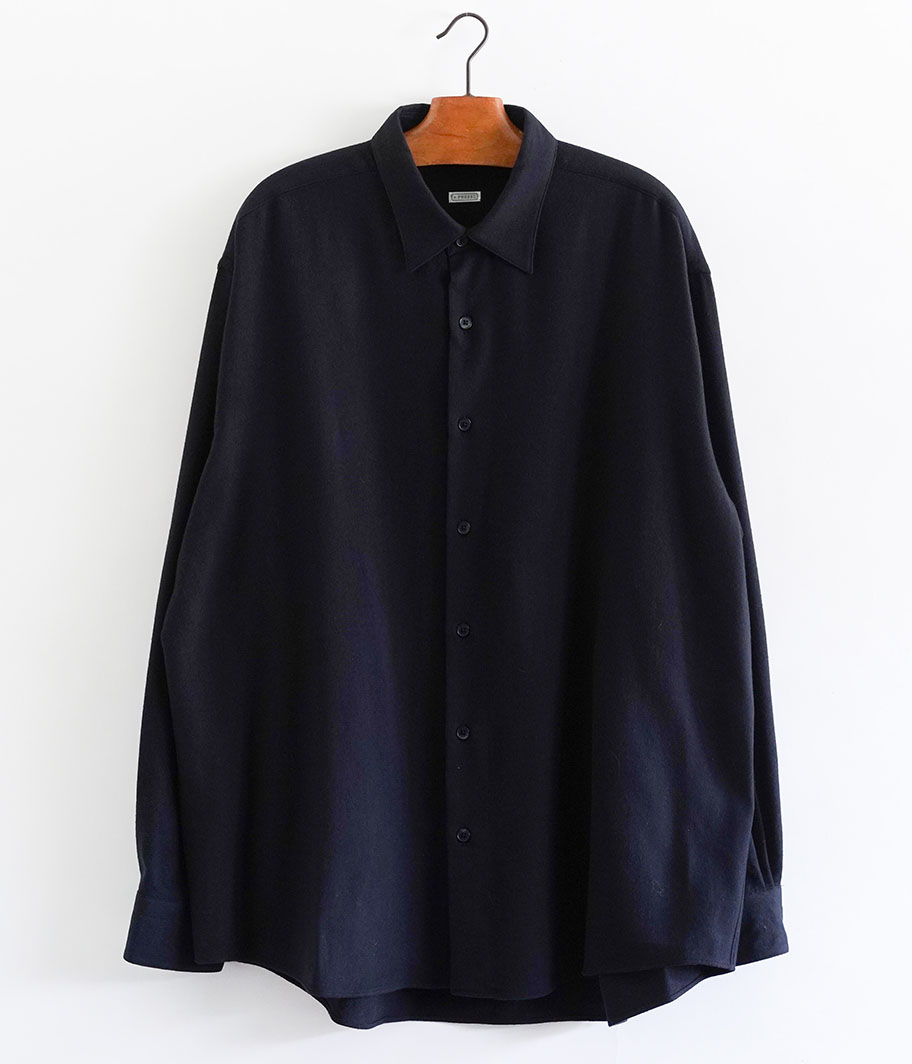 A.PRESSE Wool Regular Collar Shirt [NAVY] - Fresh Service
