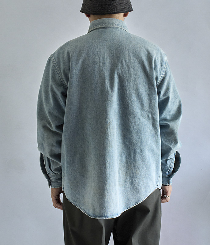 A.PRESSE Vintage Denim CPO Shirt [BLEACH] - Fresh Service