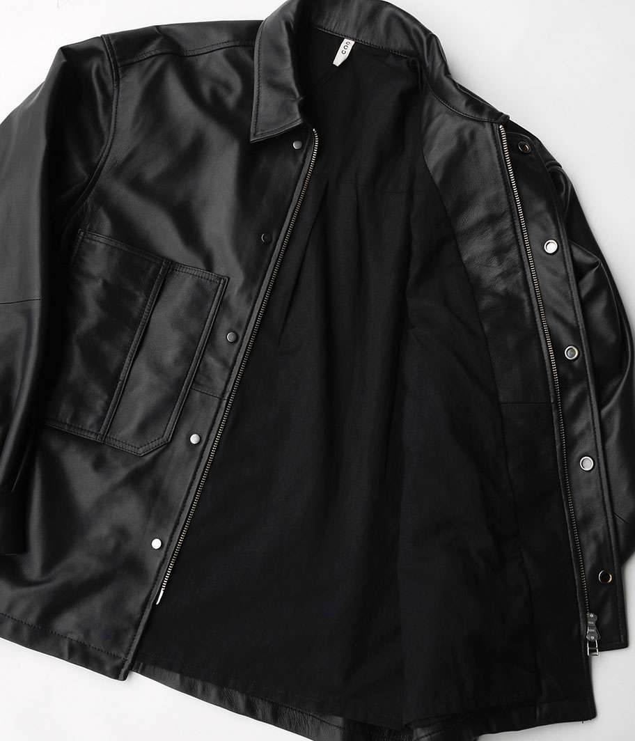 CCU 'THOMAS' COVERALL SHIRTS JACKET [SHEEP SKIN / BLACK] - Fresh