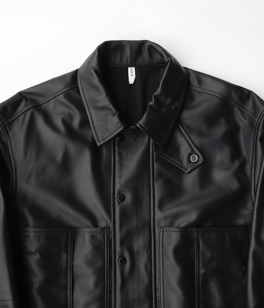CCU 'THOMAS' COVERALL SHIRTS JACKET [SHEEP SKIN / BLACK] - Fresh