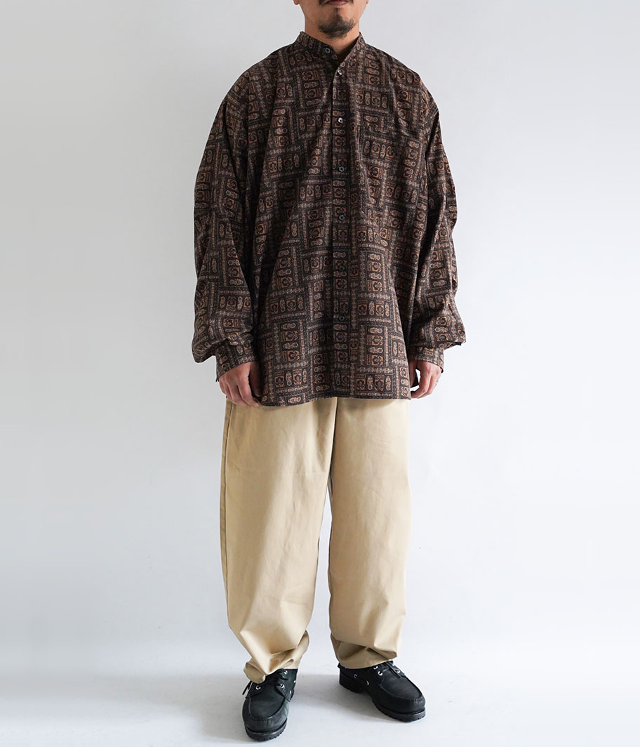 DAIWA PIER 39 TECH BAND COLLAR SHIRTS L/S [BROWN] - Fresh Service