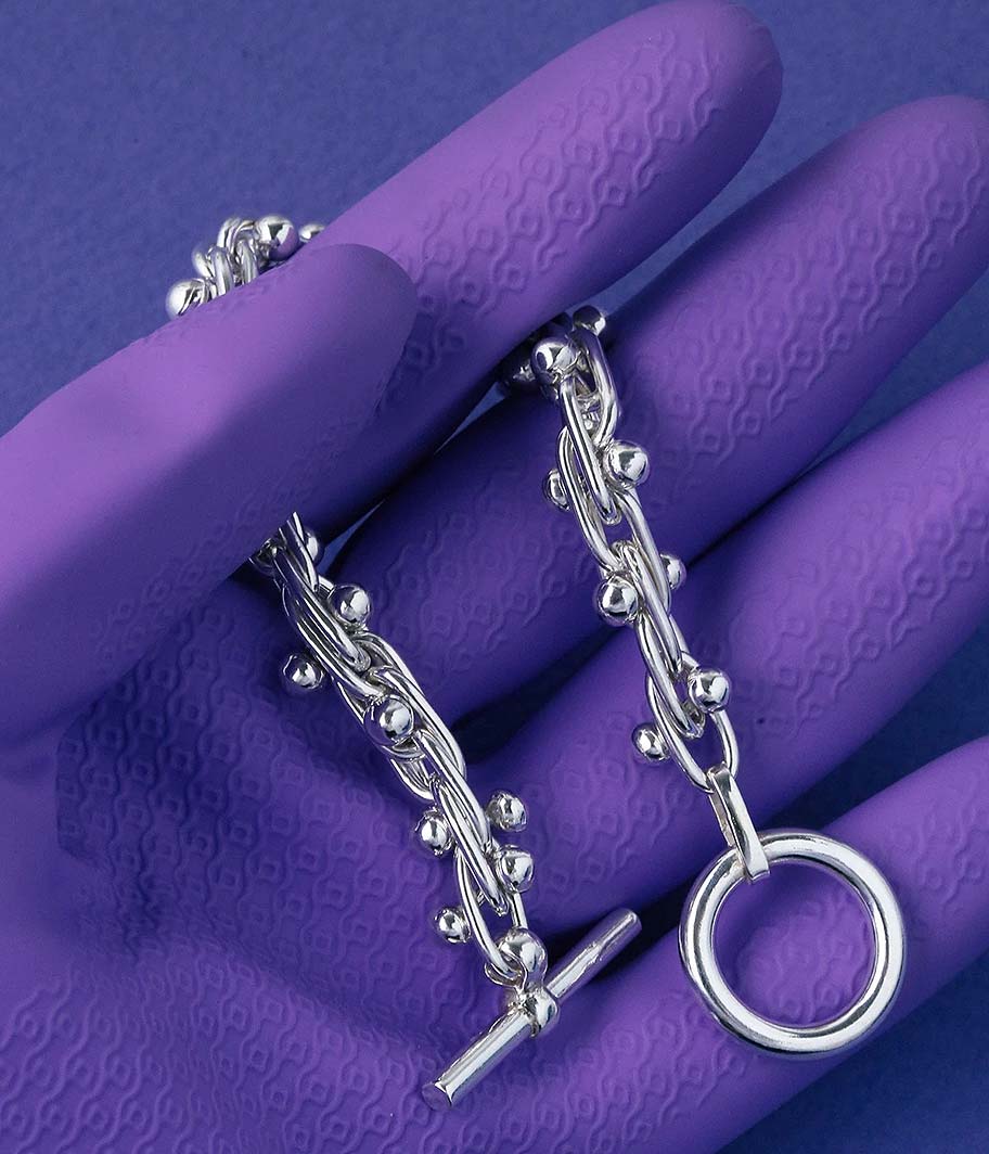 FIFTH Silver Beaded Bracelet / Large - Fresh Service NECESSARY or