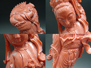 桃珊瑚でできた天女像の置物！ ここまで大きいと値段は一体いくらに