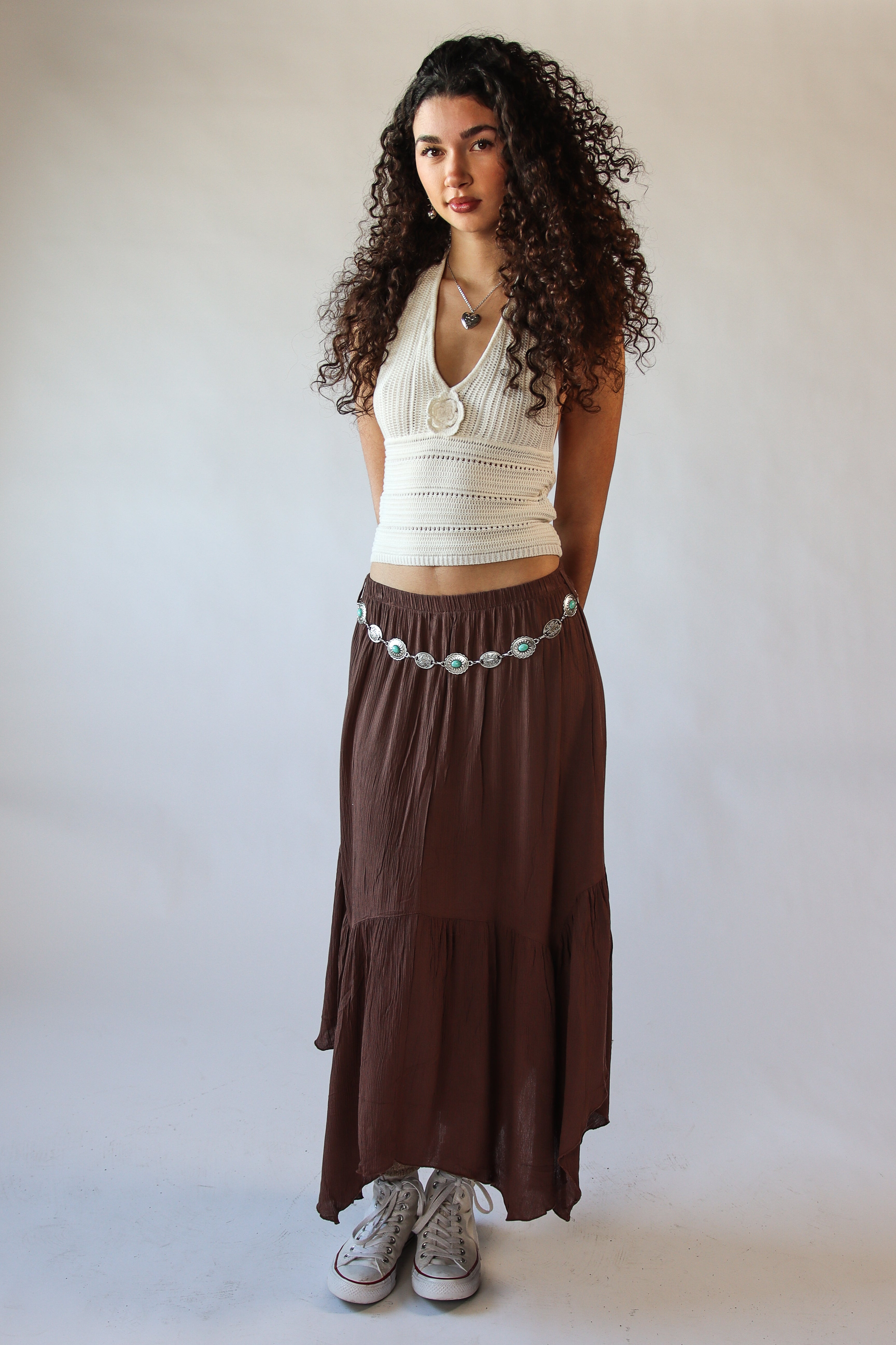 Turquoise Belt Hanky Hem Maxi Skirt – Ragstock