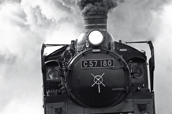 鉄道写真 蒸気機関車 鉄橋 モノクロ backend=imagemagick;version=1;