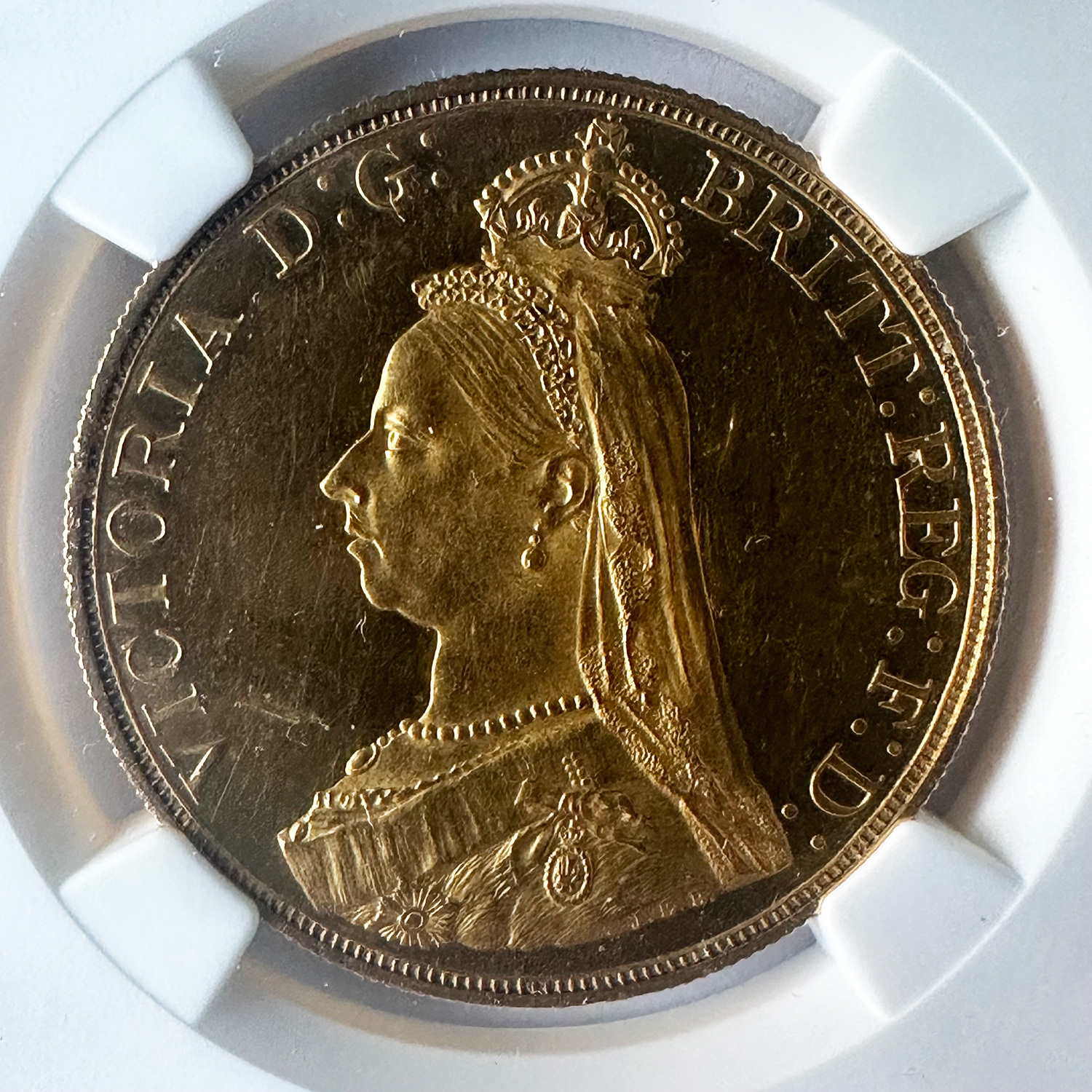 ヴィクトリア ジュビリーヘッド 5ポンド金貨 1887年 NGC MS60