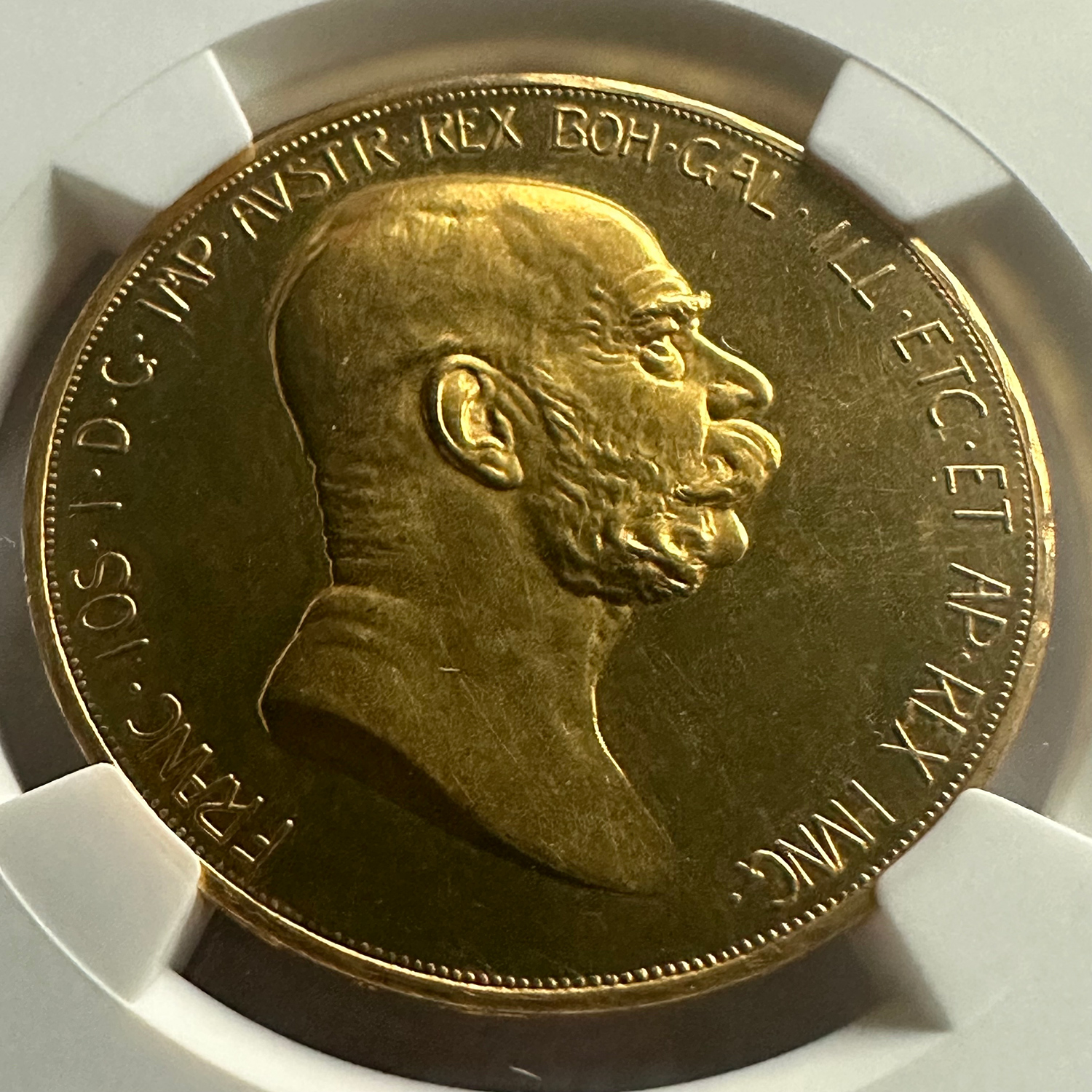 オーストリア 雲上の女神 100コロナ金貨 1908年 フランツ・ヨーゼフ