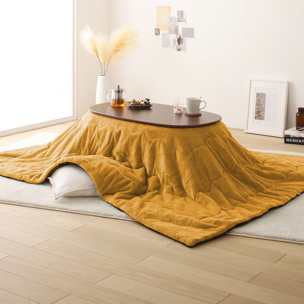 オーバル型 折りたたみ式 こたつ2点セット(こたつテーブル+掛け布団