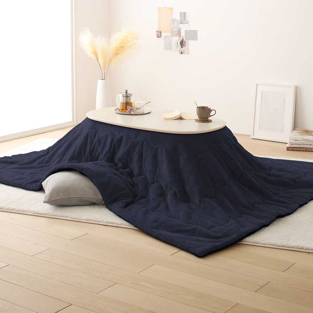 オーバル型 折りたたみ式 こたつ2点セット(こたつテーブル+掛け布団