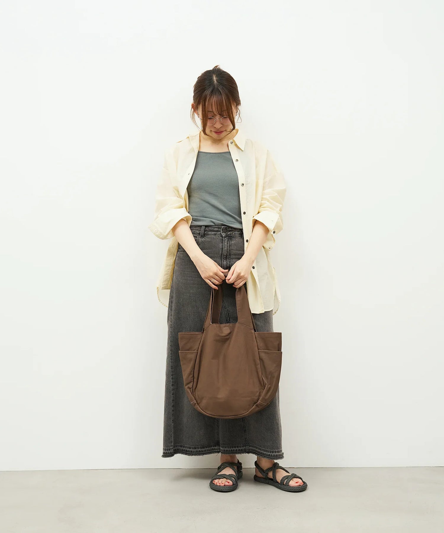 REN】《トートバッグ》軽くて柔らかい、大容量のレザートートバッグ