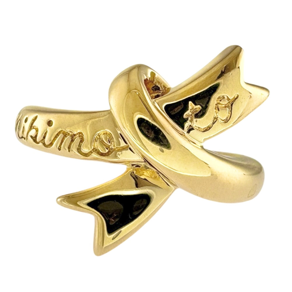 リボン リング 指輪 6号 18金 K18イエローゴールド レディース 中古