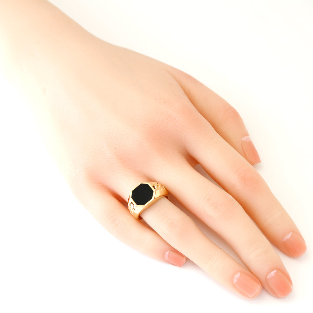 リング・指輪 13号 18金 K18イエローゴールド オニキス メンズ
