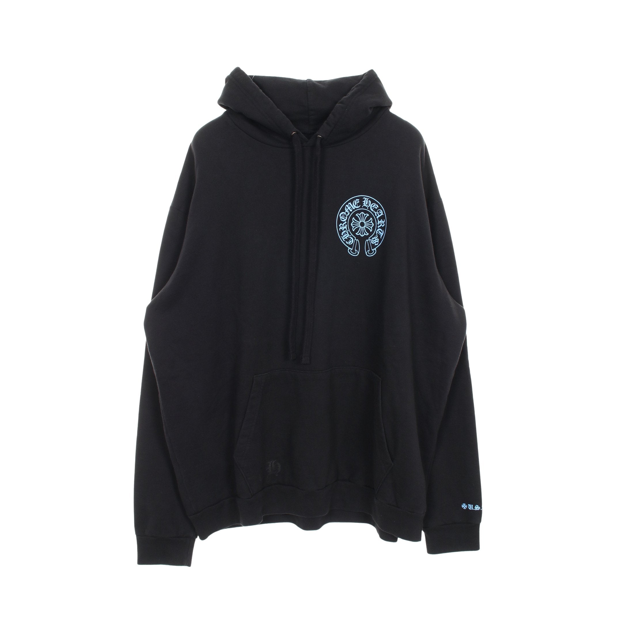 ホースシュー バックプリント プルオーバーパーカー コットン ブラック