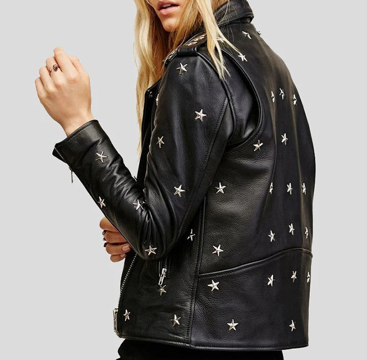 Womens Real Handmade Leather Jacket-Leather Jacket Womens-Star