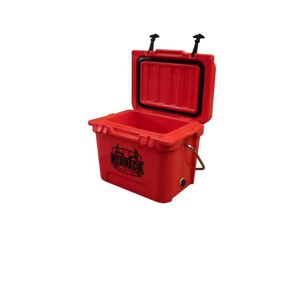 Redneck 20 Qt Cooler - Red w/ Redneck Logo & Handle - Redneck Blinds