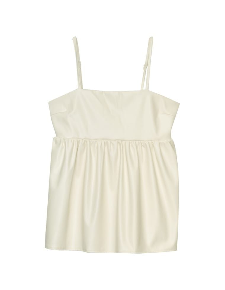 フェイクレザーベアキャミソールペプラムトップス - トップス通販