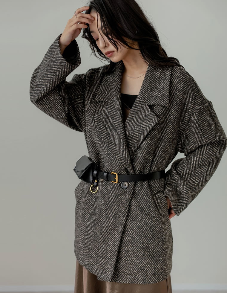 ヘリンボーンダブルジャケットコート - ジャケット/アウター通販