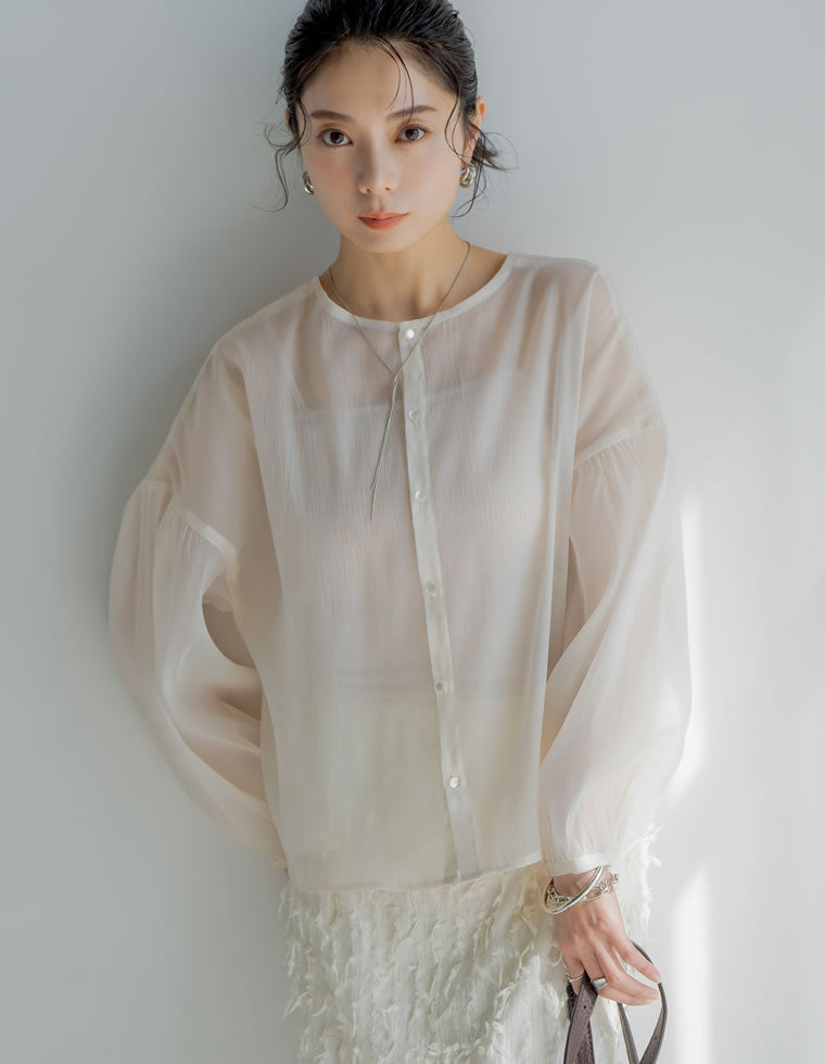 前後2WAYシアー袖ボリュームブラウス - トップス通販 | 人気レディース