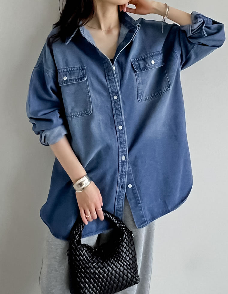 ダブルポケットダンガリーシャツ - トップス通販 | 人気レディース