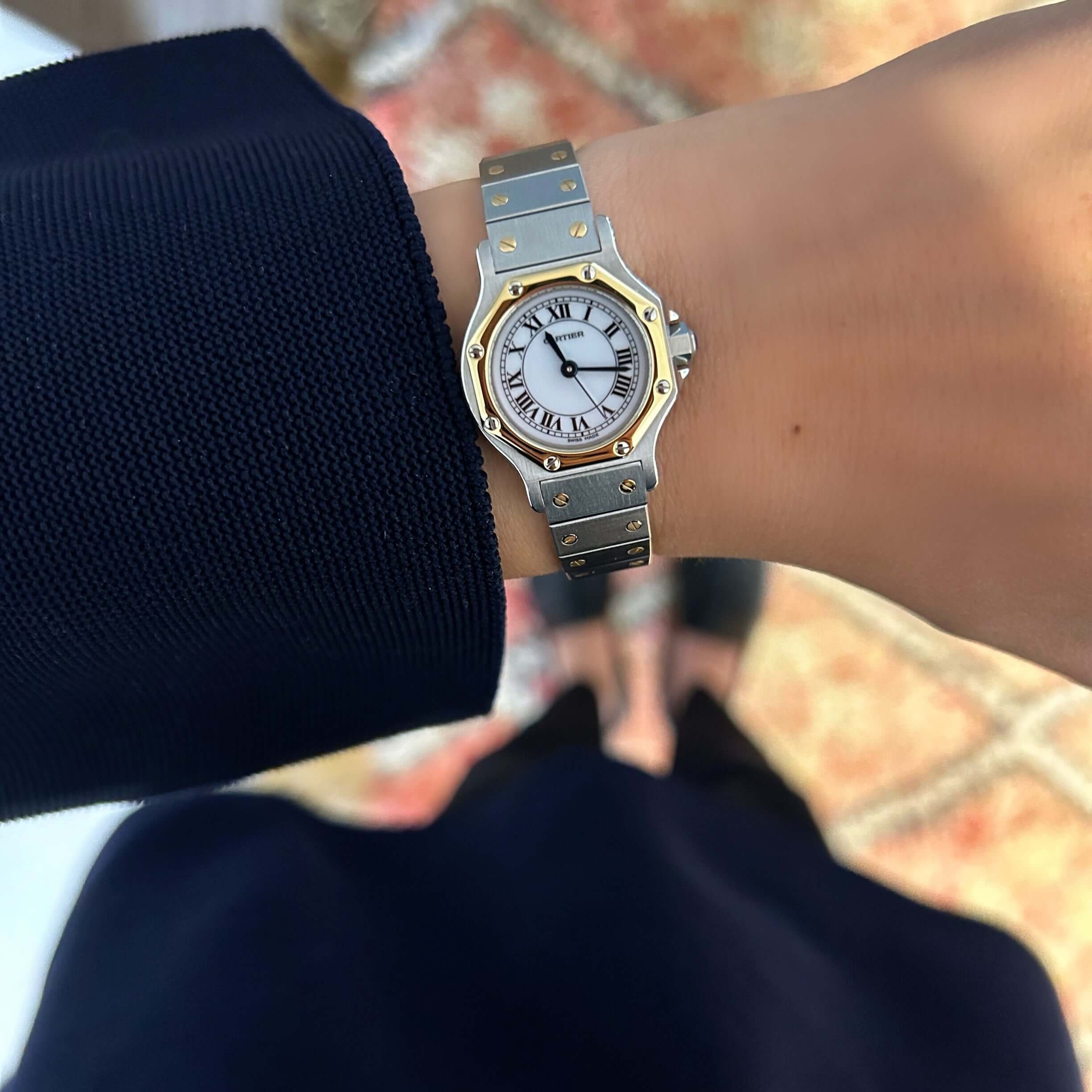 Cartier】カルティエサントスオクタゴン SM 18KYG×SS 永久保証書付き