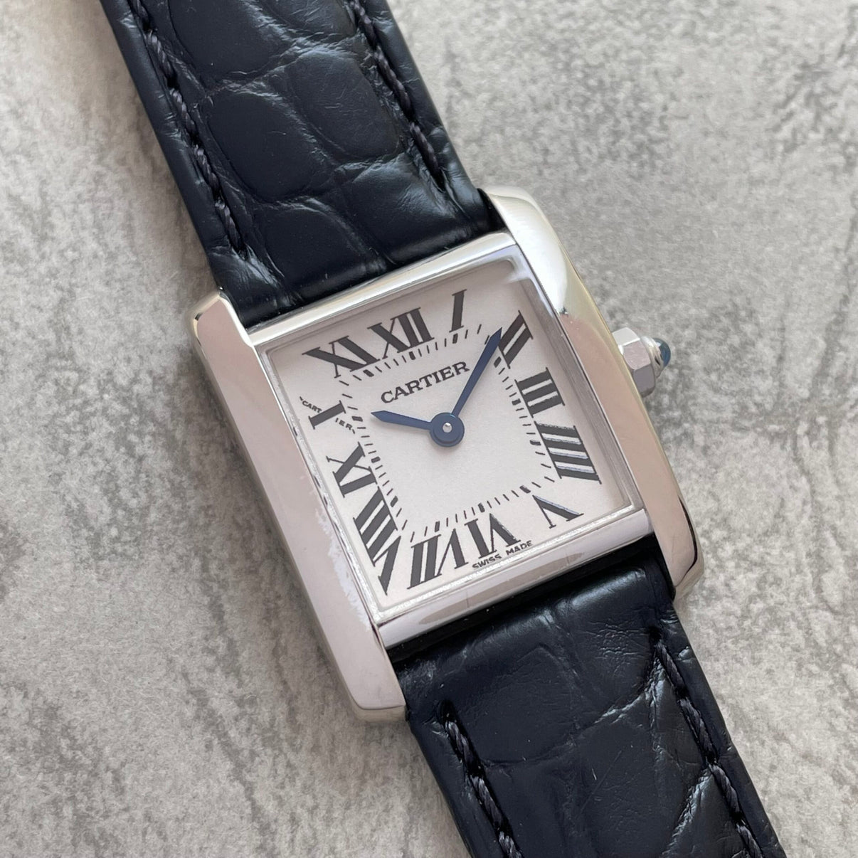 Cartier】カルティエ タンクフランセーズSM 18KWG 純正18金Dバックル付き