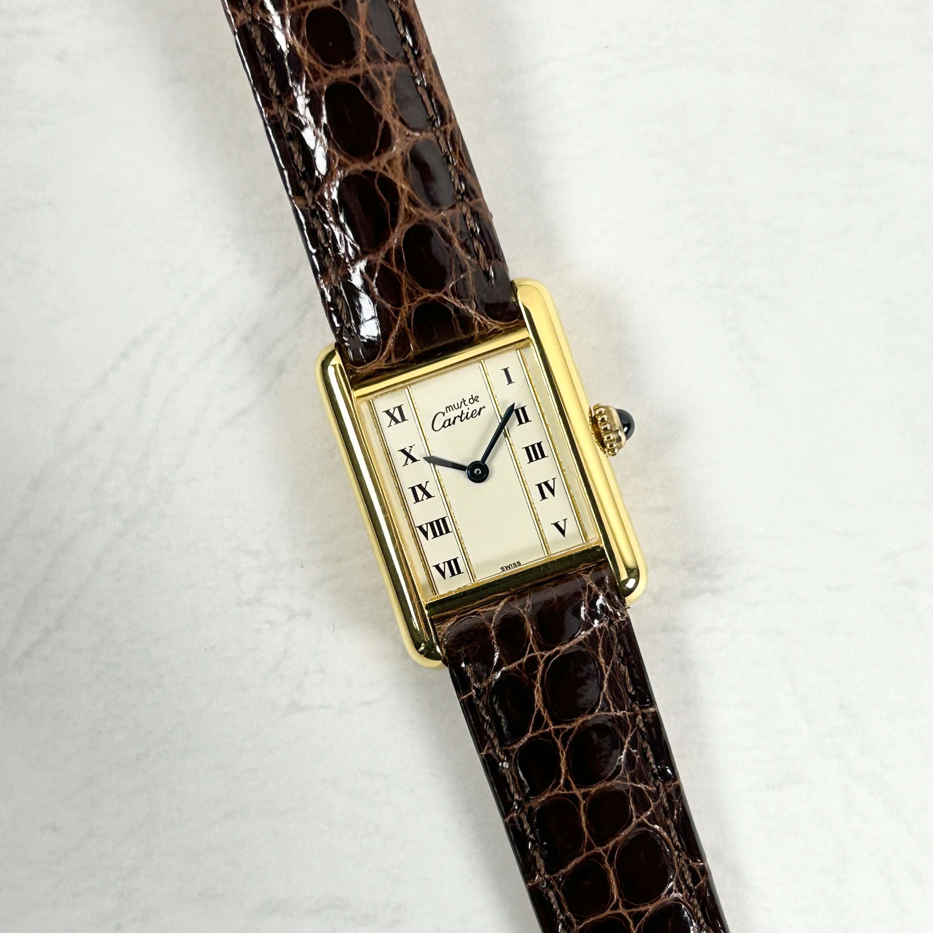 Cartier】カルティエマストタンク SM縦ローマ 純正Dバックル付き