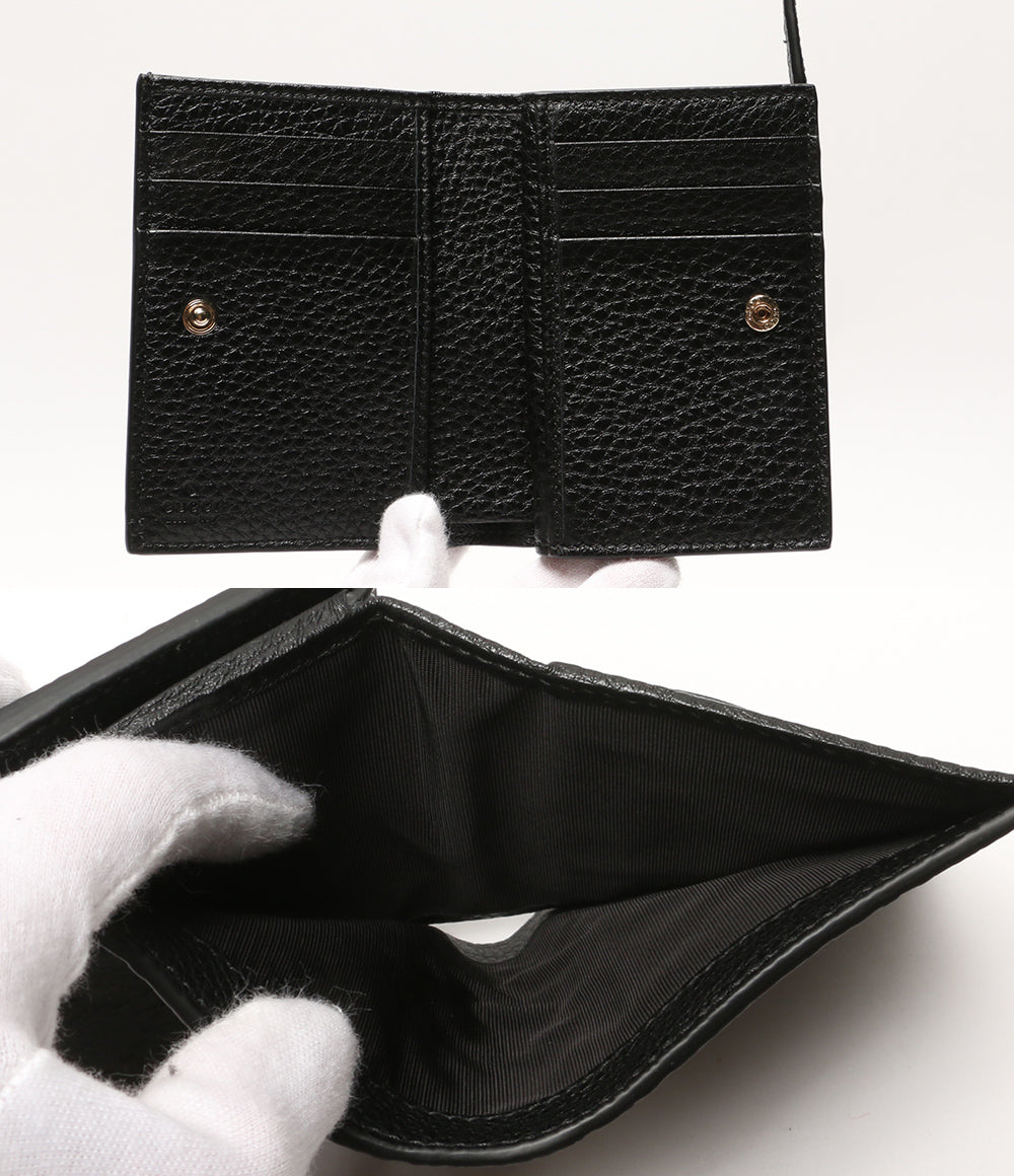 美品 GUCCI 二つ折り財布 GGエンブレム ブラック メンズ グッチ