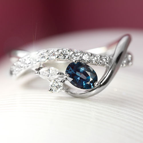 ブラジル産アレキサンドライト0.4ct ダイヤモンド プラチナ リング