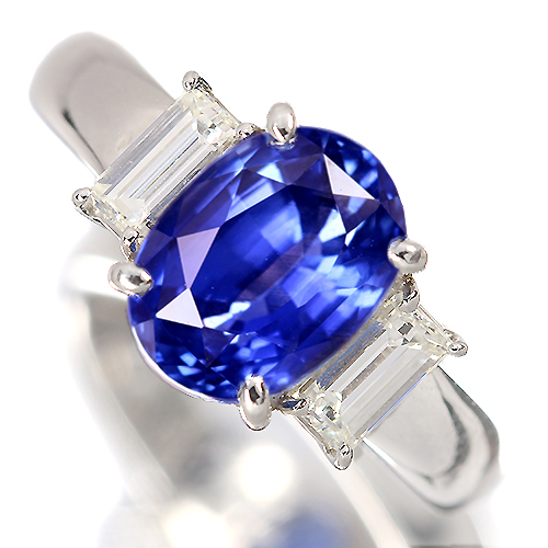 スリランカ産非加熱ブルーサファイア 3.5ct ダイヤモンド 0.6ct