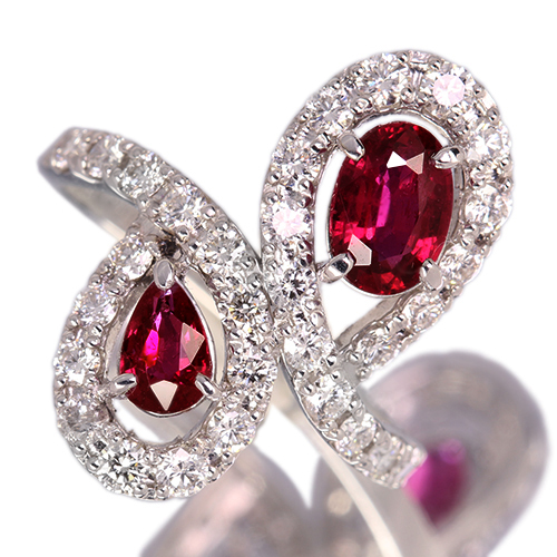 ルビー 1.0ct/約0.4ct ダイヤモンド 1.0ct プラチナ リング(指輪