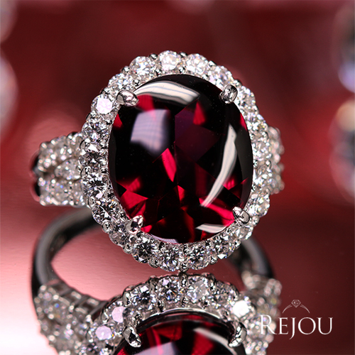 ロードライトガーネット 8.5ct ダイヤモンド 1.3ct プラチナ リング
