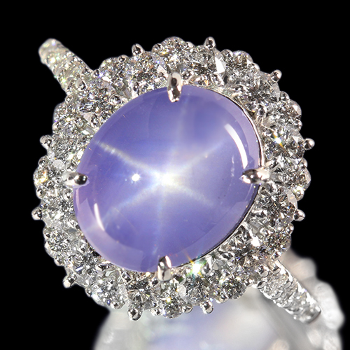 パープルスターサファイア 6.0ct ハートアンドキューピッド