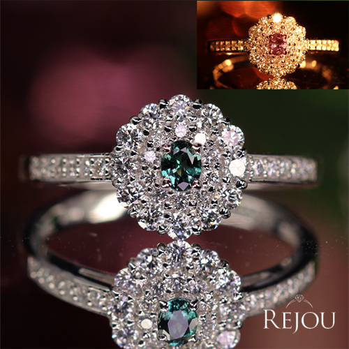 アレキサンドライト 0.1ct ダイヤモンド 0.4ct プラチナ リング(指輪