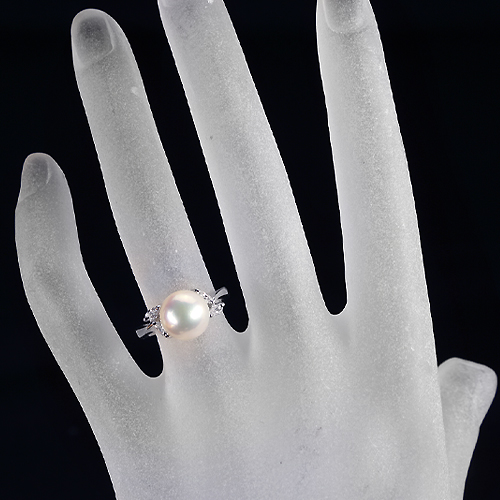 あこや真珠 9㎜ ダイヤモンド 0.2ct プラチナ リング(指輪)【品質