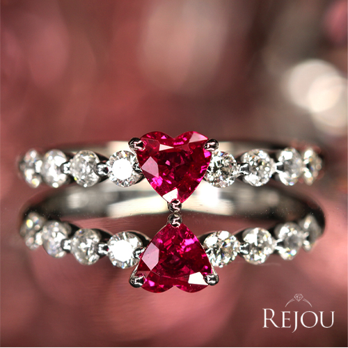 ハートシェイプルビー 0.4ct ダイヤモンド 0.5ct プラチナ リング(指輪