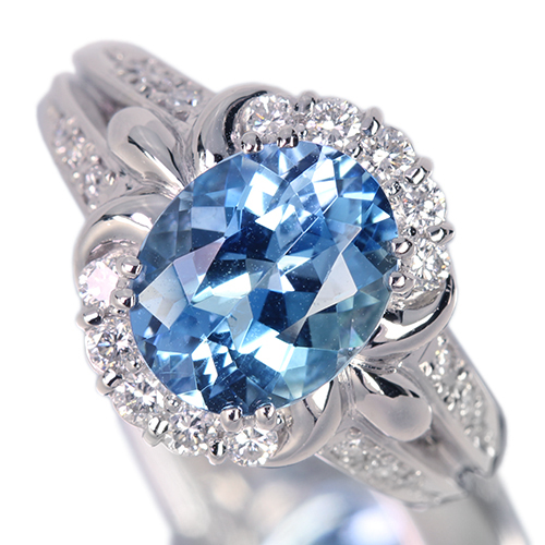 サンタマリアアクアマリン 2.6ct ダイヤモンド 0.4ct プラチナ リング
