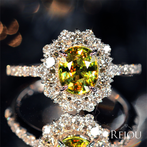 スフェーン 1.2ct ダイヤモンド 0.7ct プラチナ リング(指輪)【品質